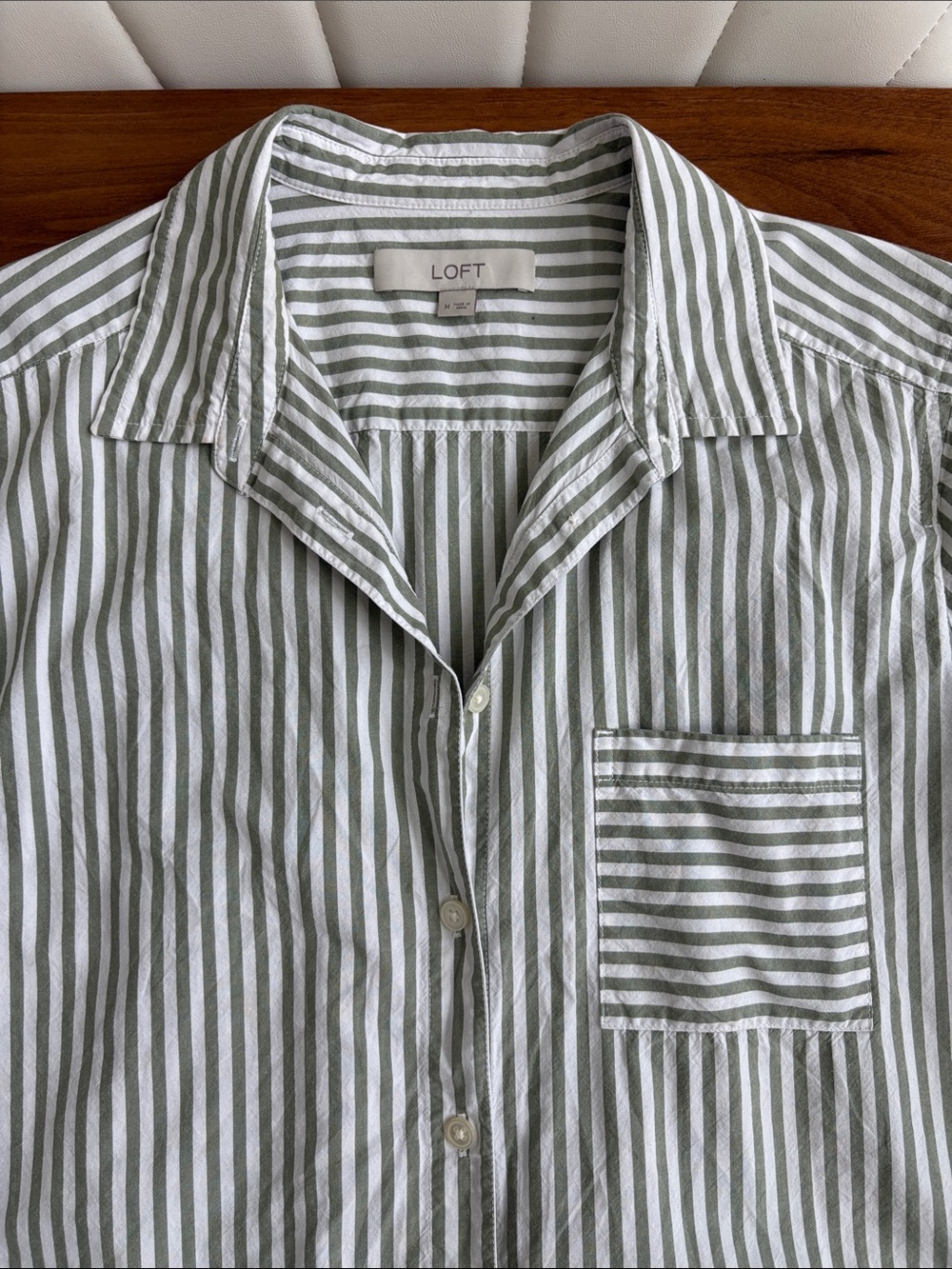LOFT Striped Everyday Oversized Pocket Shirt Size Medium - Picture 4 of 6